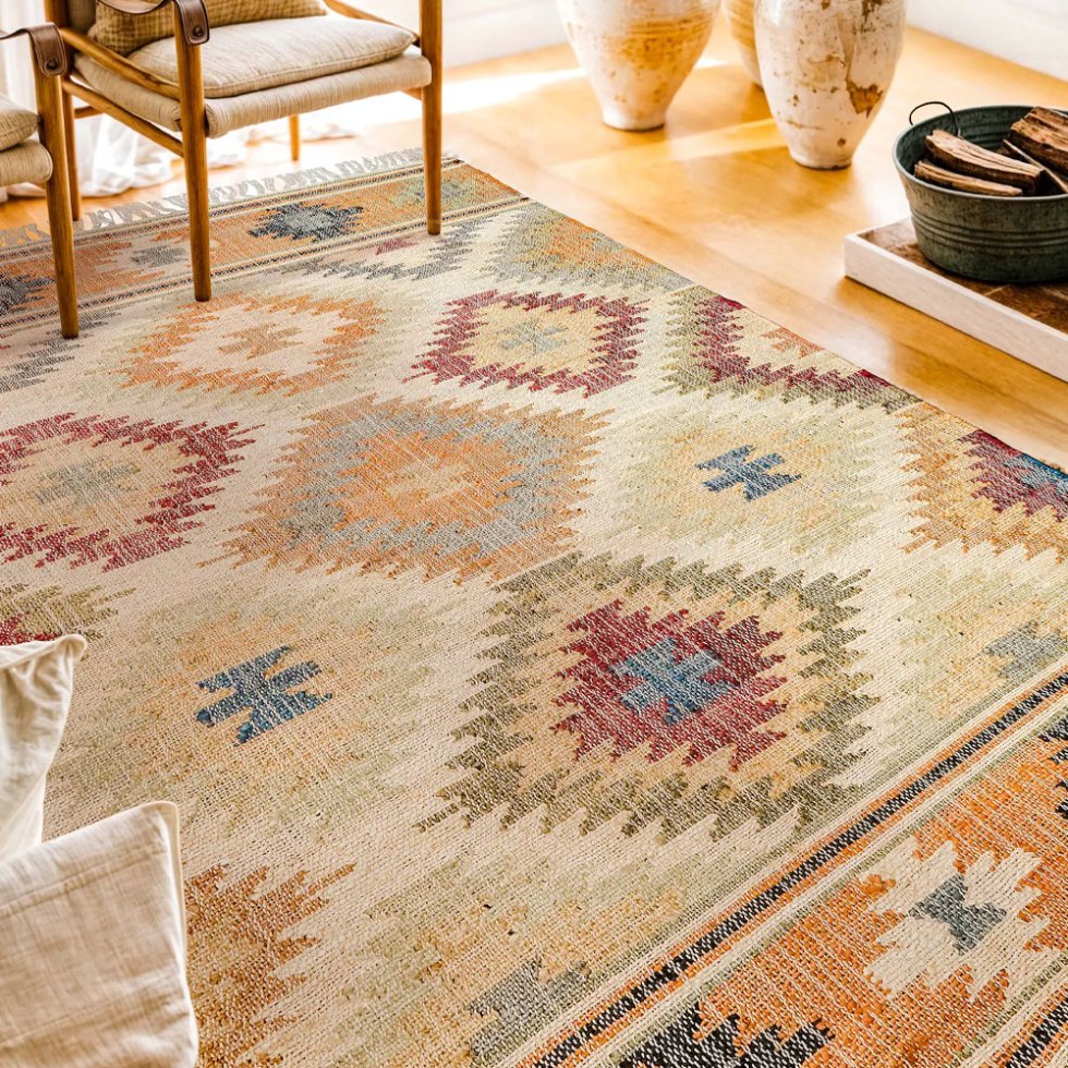Dywan kilim w stylu azteckim