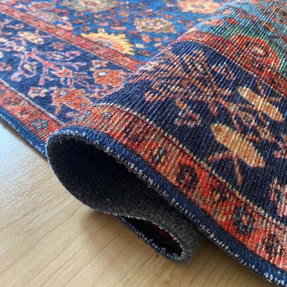 Niebieski orientalny dywan kilim do prania