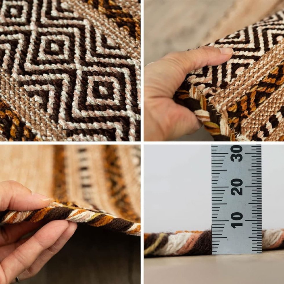 Brązowy indyjski dywan kilim