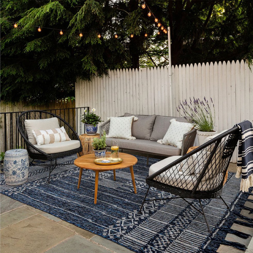 Dywan w stylu denim kilim z podziałką