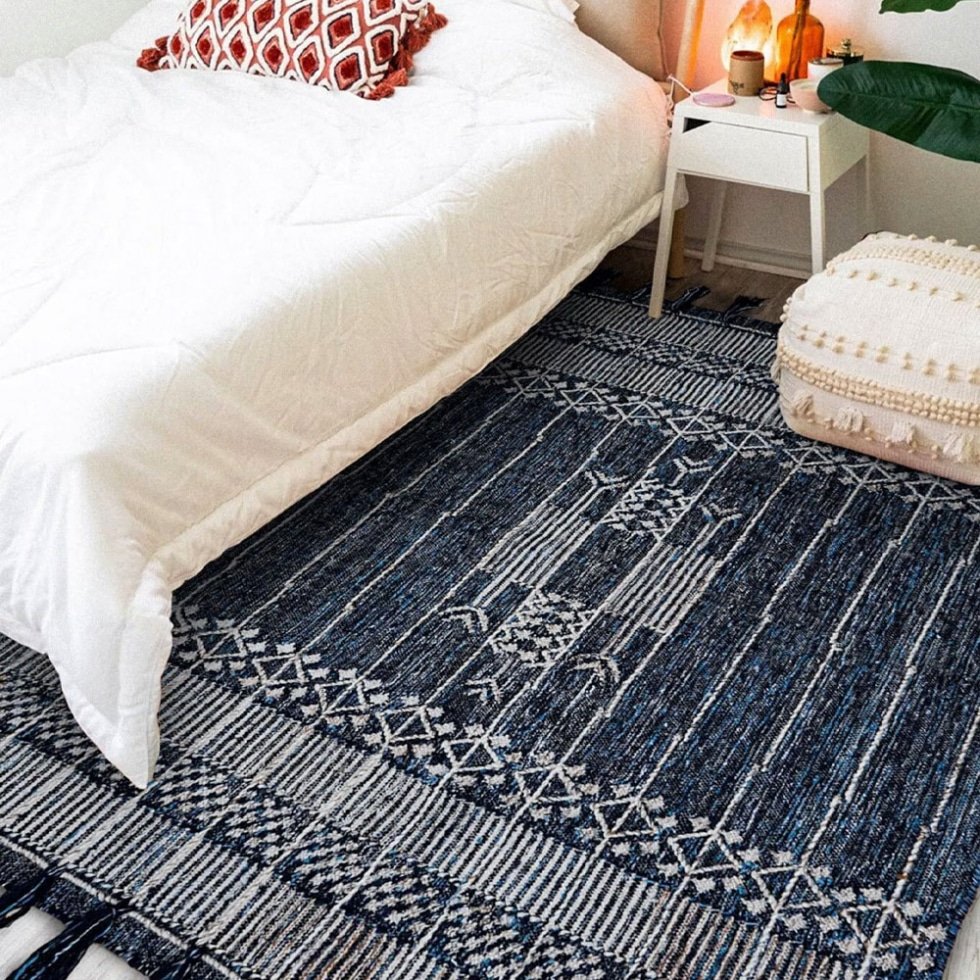 Dywan w stylu denim kilim z podziałką