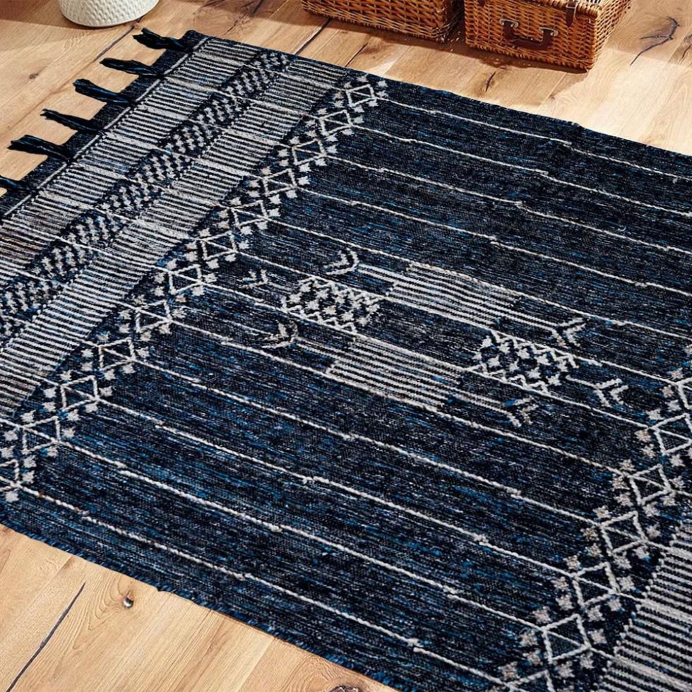 Dywan w stylu denim kilim z podziałką