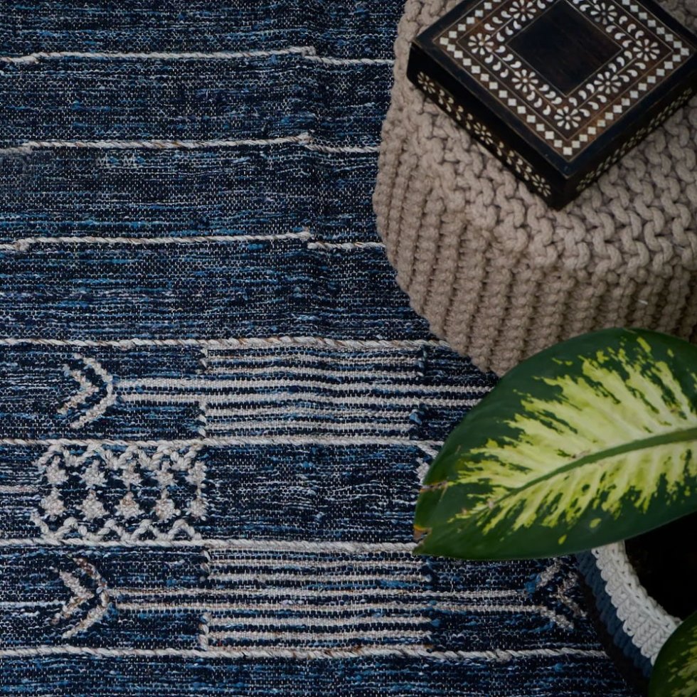 Dywan w stylu denim kilim z podziałką