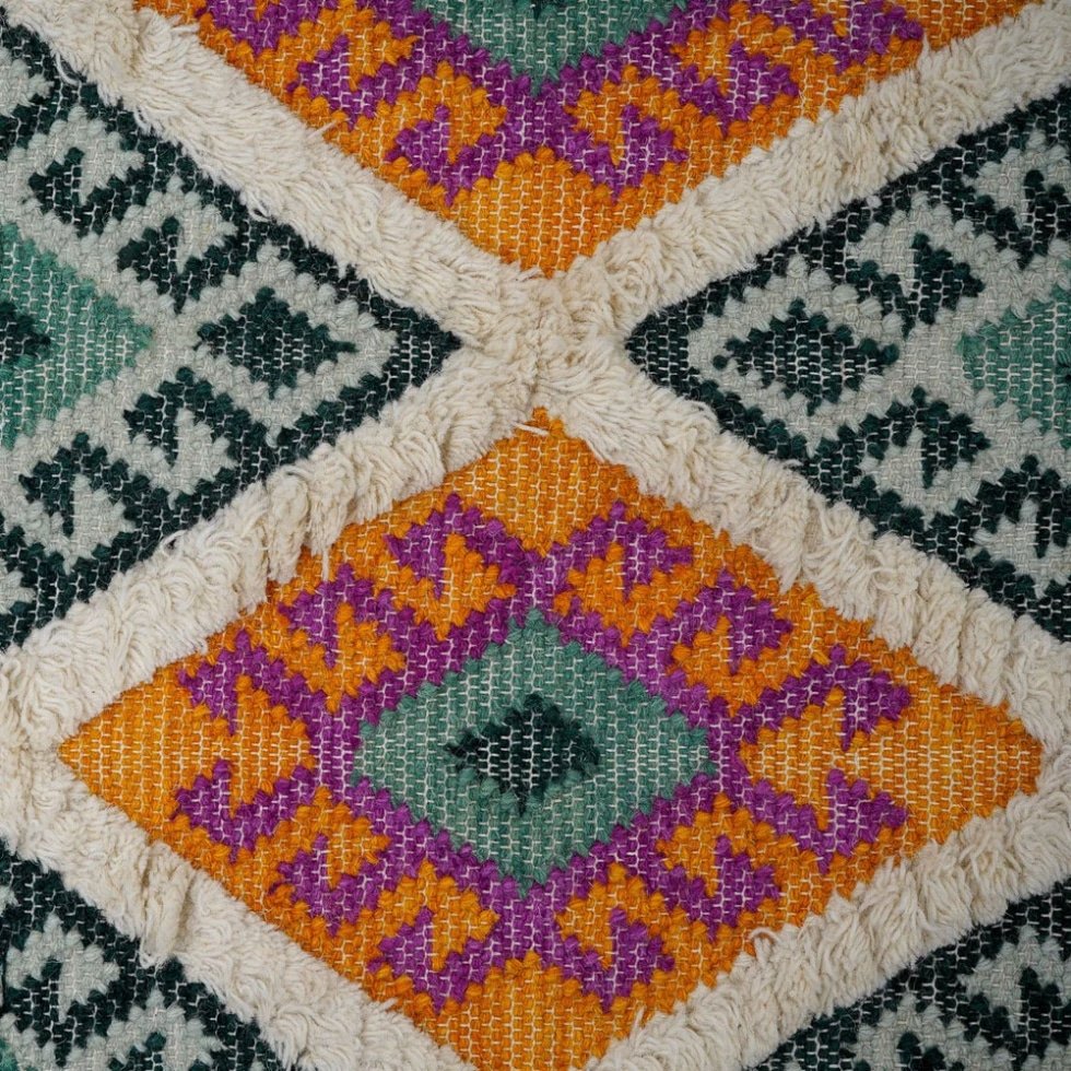 Zielony i żółty tradycyjny dywan kilim