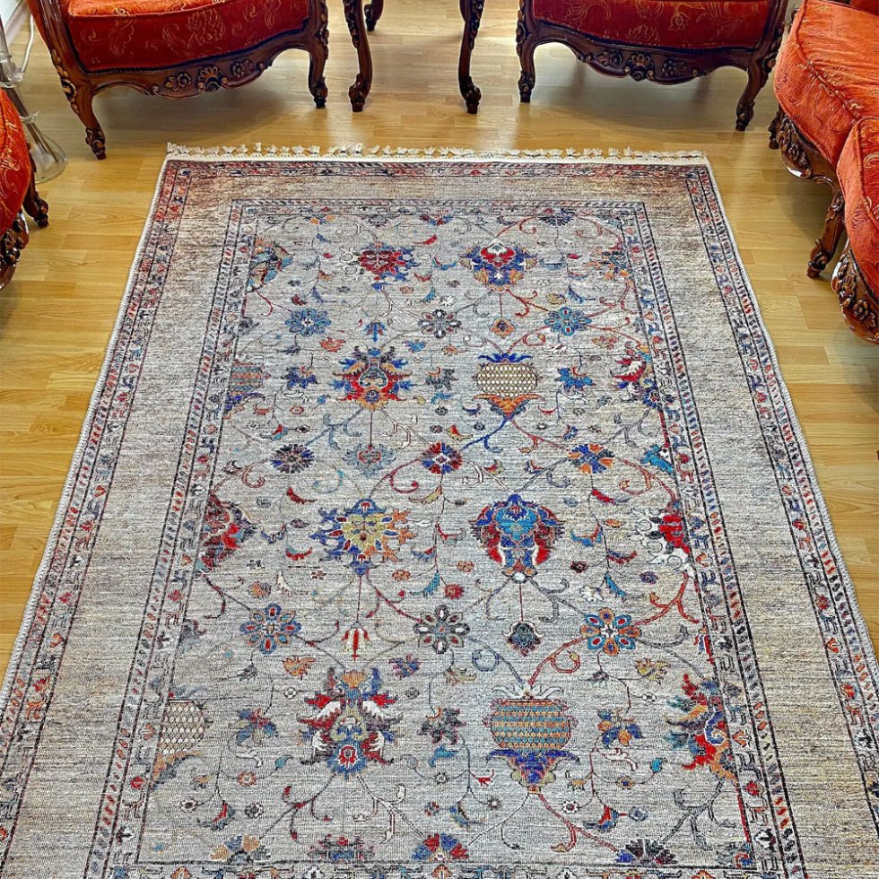Szary turecki dywan kilim do prania