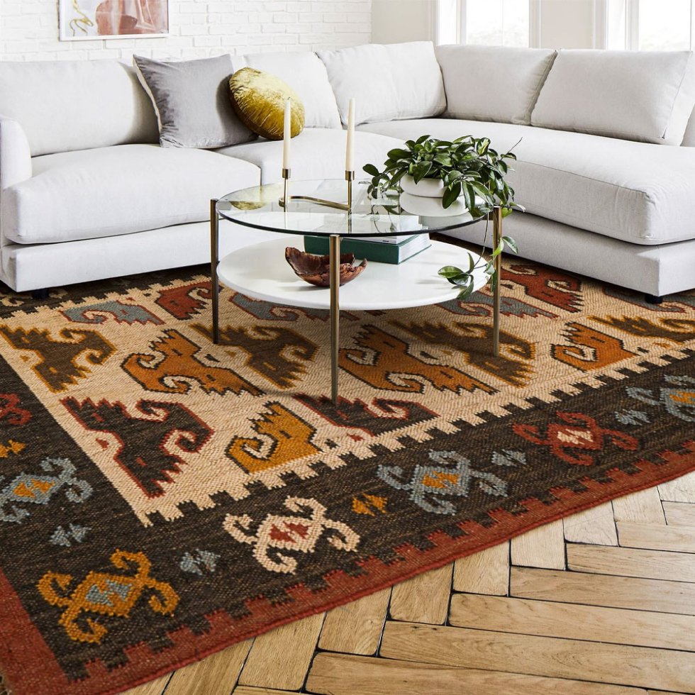 Dywan etniczny Kilim z wełny jutowej