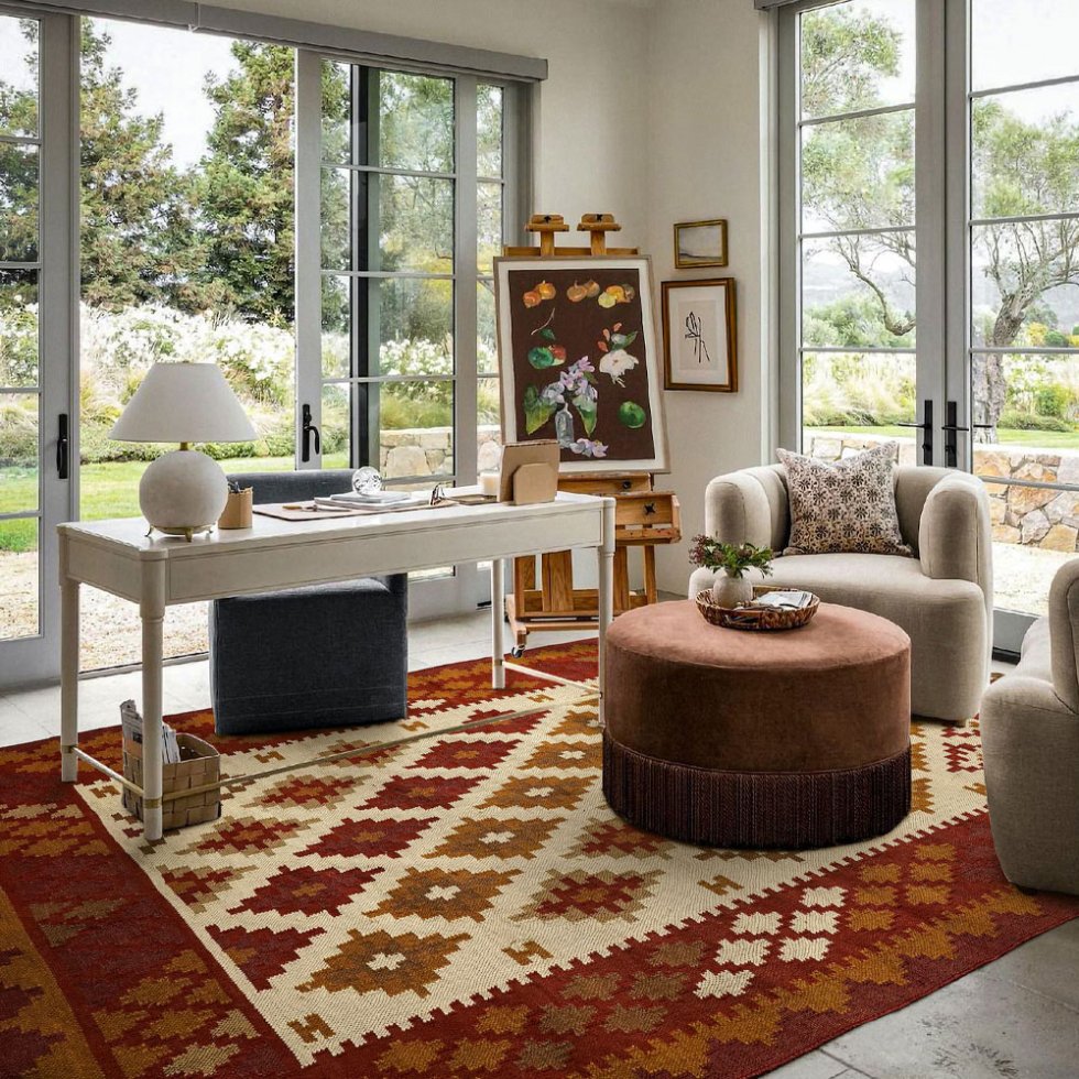 Dywan kilim do salonu w stylu Navajo