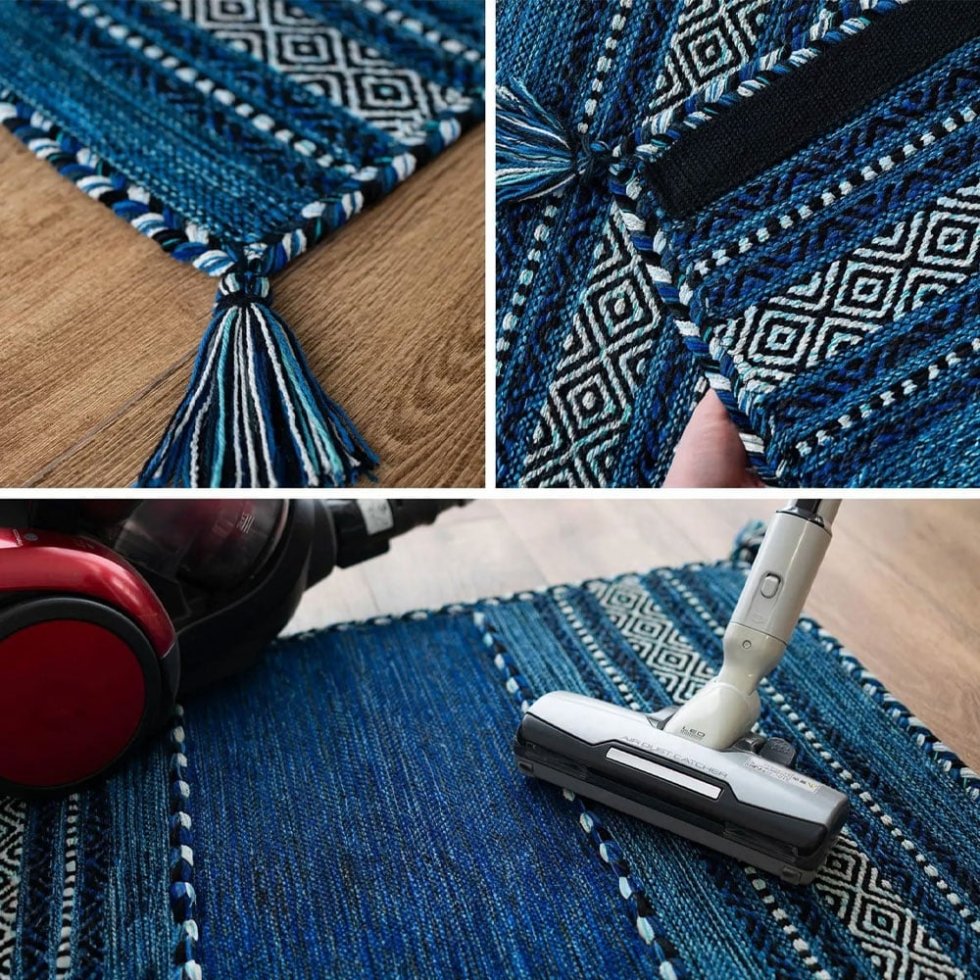 Granatowy indyjski dywan kilim