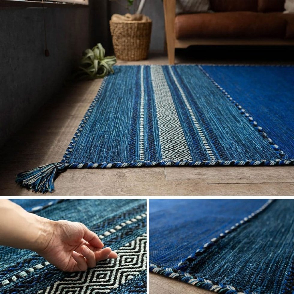 Granatowy indyjski dywan kilim