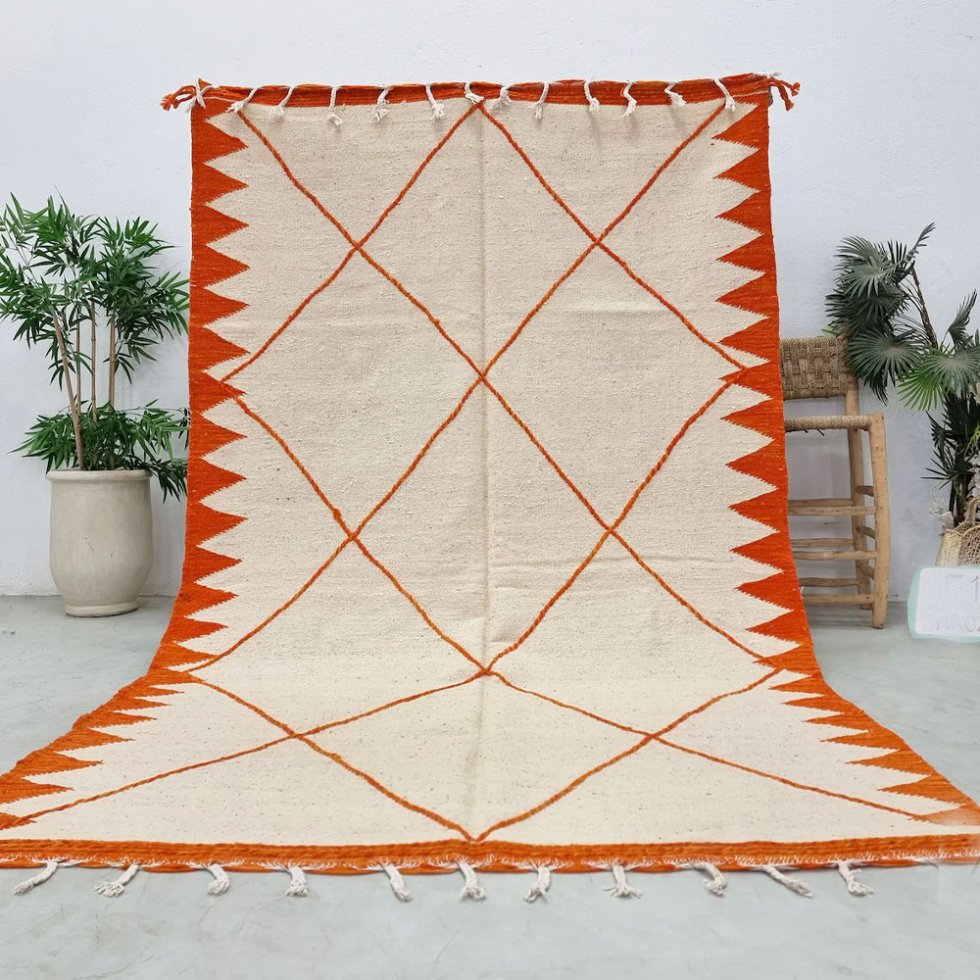 Pomarańczowo-biały dywan Berber Kilim