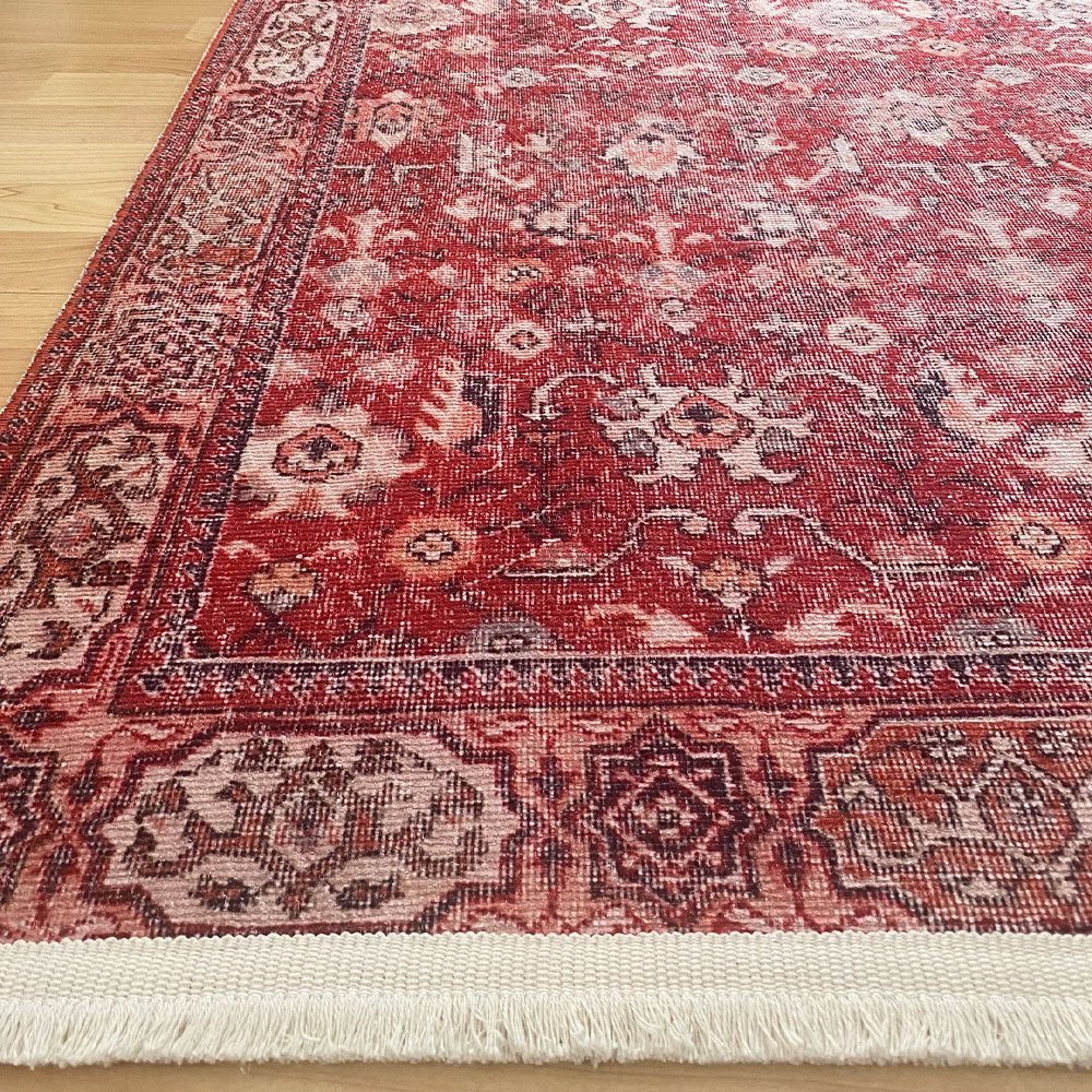 Czerwony dywan Oushak Kilim Style do prania Czerwony dywan Oushak Kilim Style do prania