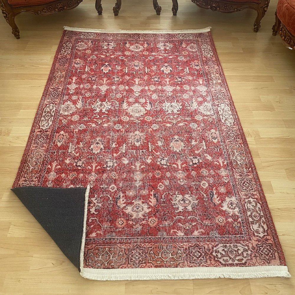 Czerwony dywan Oushak Kilim Style do prania Czerwony dywan Oushak Kilim Style do prania