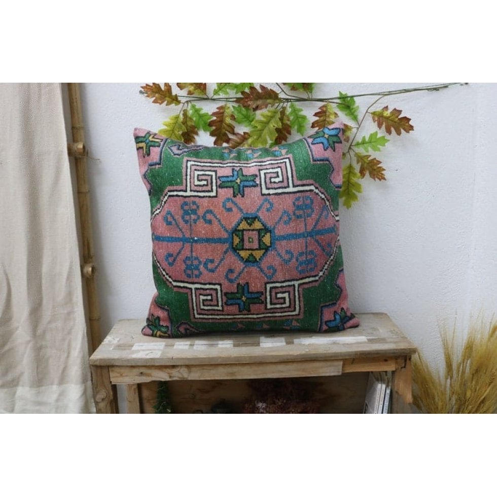 Zielona poduszka kilim
