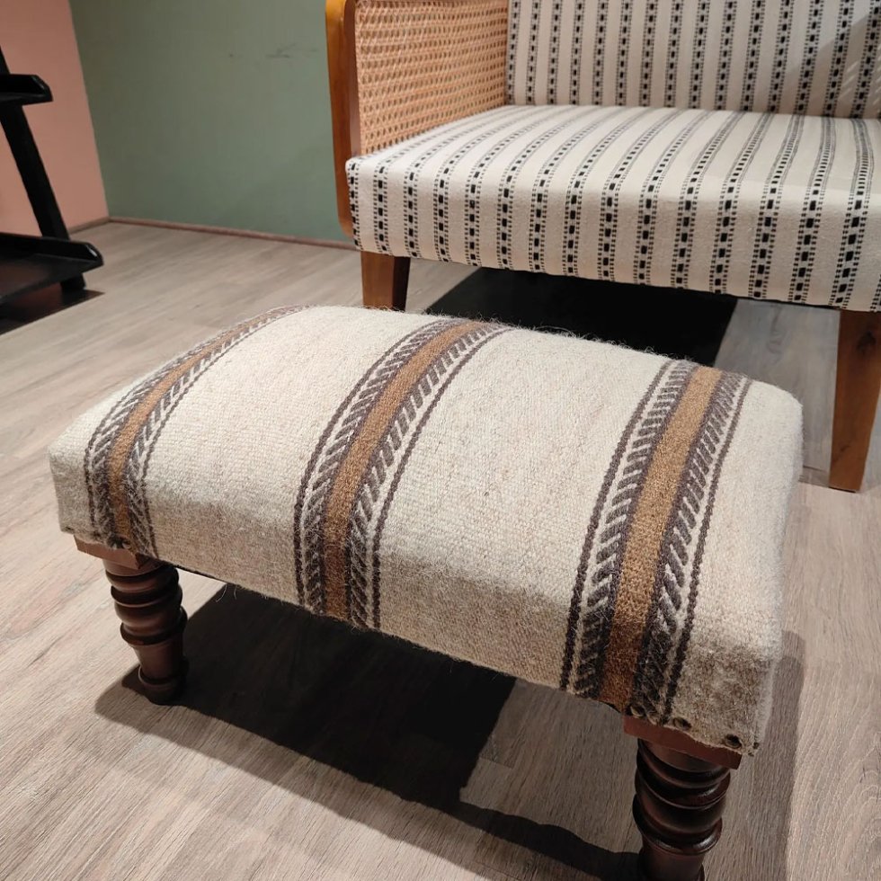 Wełniany prostokątny kilim puf otomana stołek