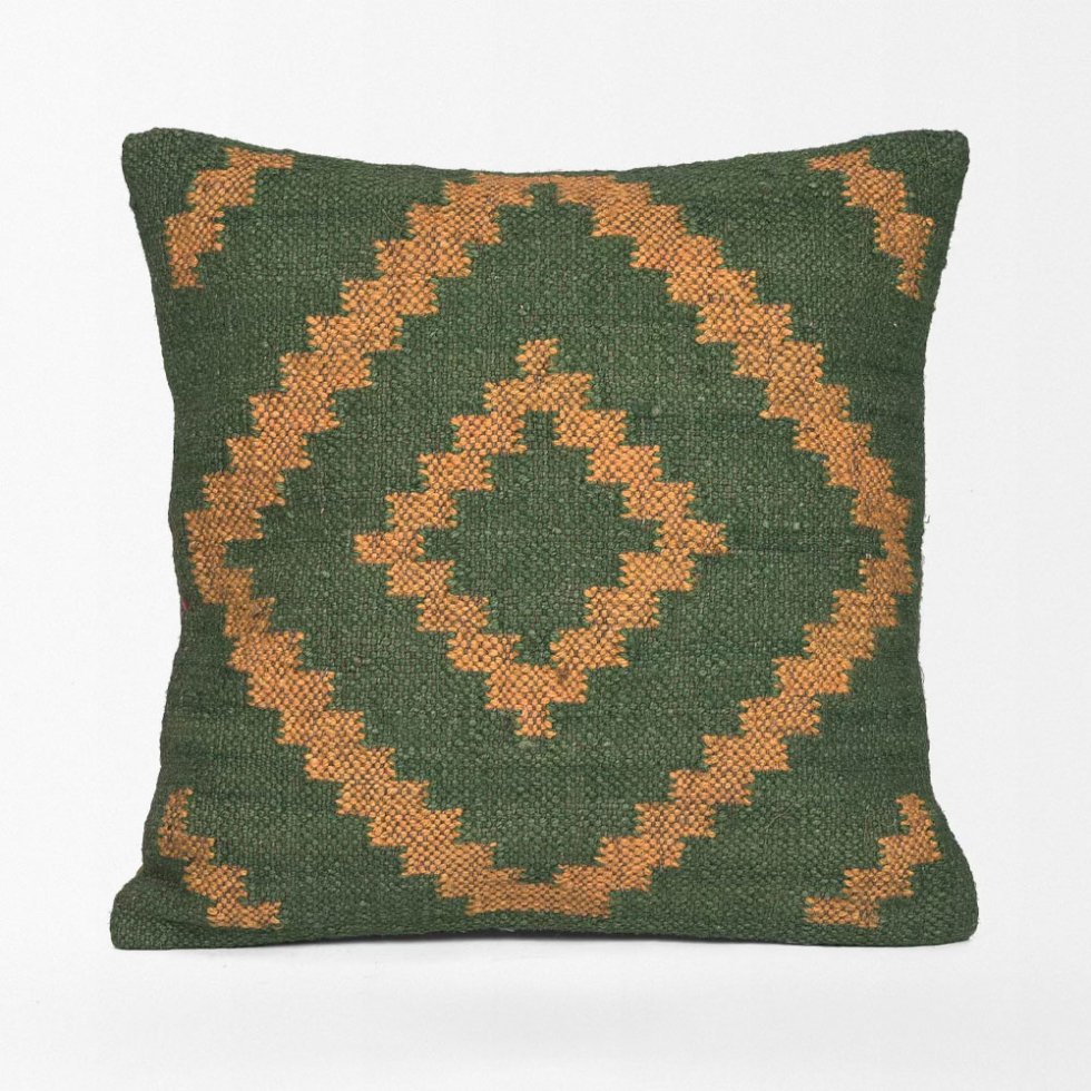 Poduszki kilim z zielonym diamentem