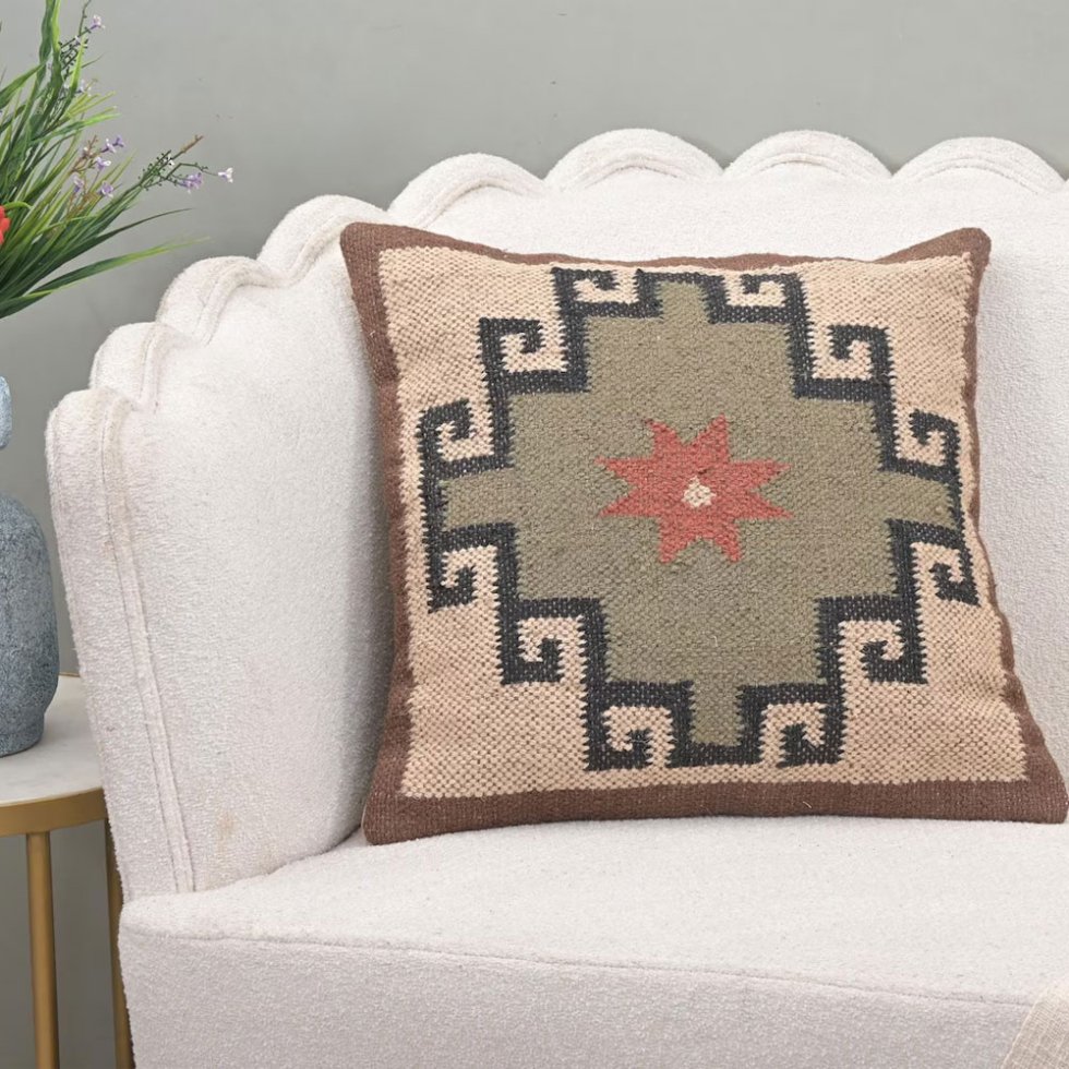 Ręcznie tkana ozdobna poduszka kilim